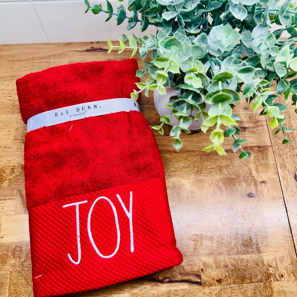 Rae Dunn Red Holiday 'JOY' Kitchen Towel